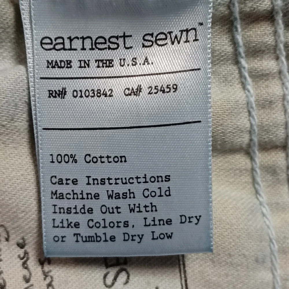Earnest Sewn Fulton Martin Mens Jeans Size 40 Dark Wash Straight Leg Button Fly